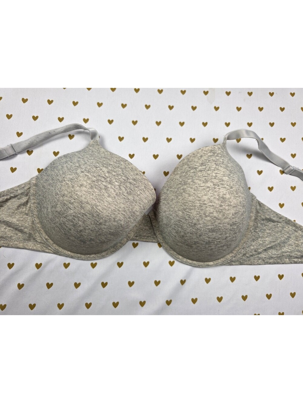 Victorias Secret PInk Grey 38DD Bra T shirt lightly Lined